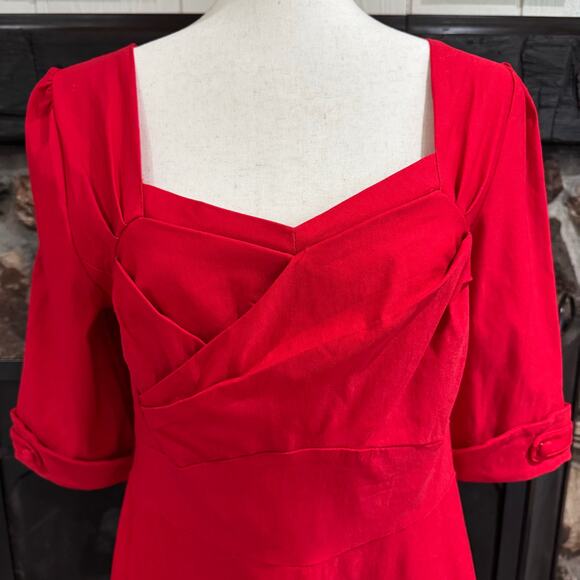 MIUSOL Retro Style Fit & Flare Stretchy Dress Red Classic Romantic Rockabilly XL - Picture 4 of 10